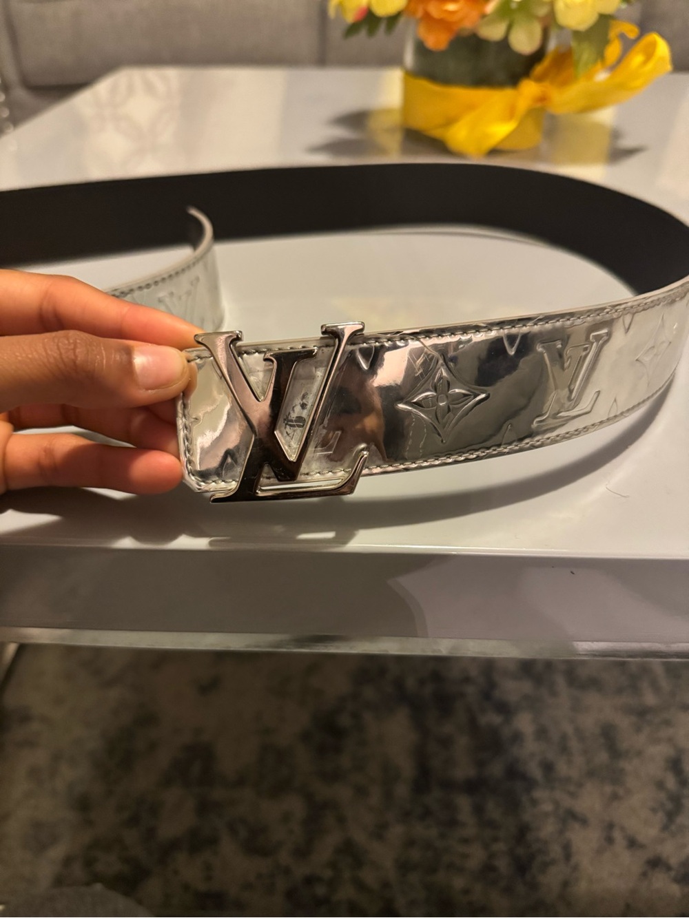 Louis Vuitton Black Leather Men’s Belt Strap